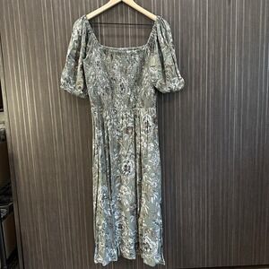 Maurice's Women's Midi Floral Puff Sleeve Milkmaid Dress Size XL Smocked Boho